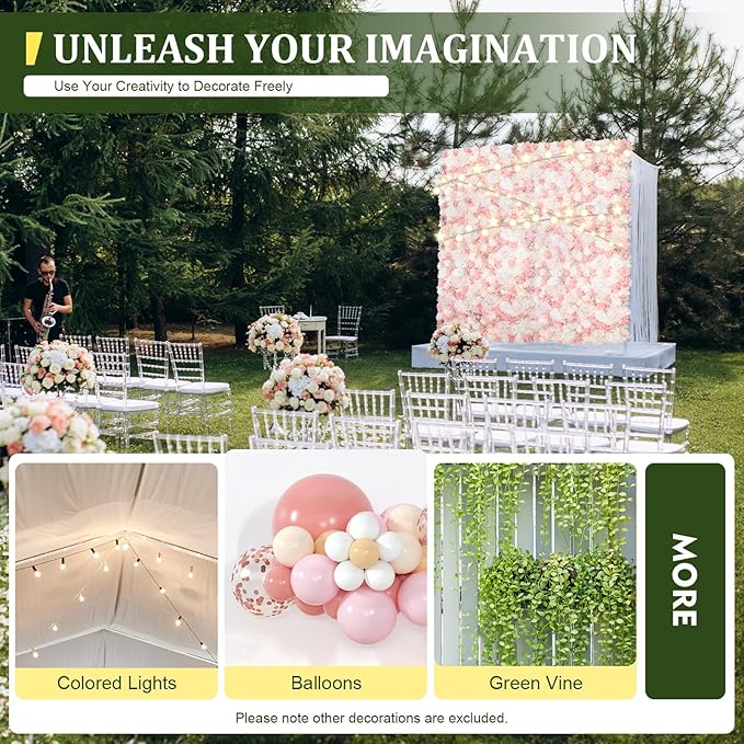 12 Pcs White Flower Wall Flowers Backdrop Artificial Flower for Backdrop Flowers Decoration 3D Floral Panels for Wall Decor Home Party Wedding Room Decoration (60x40cm/White+Pink)
