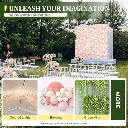 12 Pcs White Flower Wall Flowers Backdrop Artificial Flower for Backdrop Flowers Decoration 3D Floral Panels for Wall Decor Home Party Wedding Room Decoration (60x40cm/White+Pink)