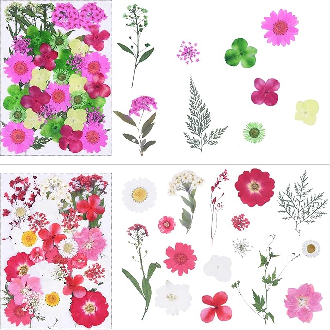 141Pcs Colorful Dried Pressed Flowers for Crafts,Xinxinran Dry Flowers Kit for Resin Molds,Epoxy Resin Accessories,Bookmark,Nails, Jewelry Molds,Candle Making Supplies,Soap,Frame(Mix Color)
