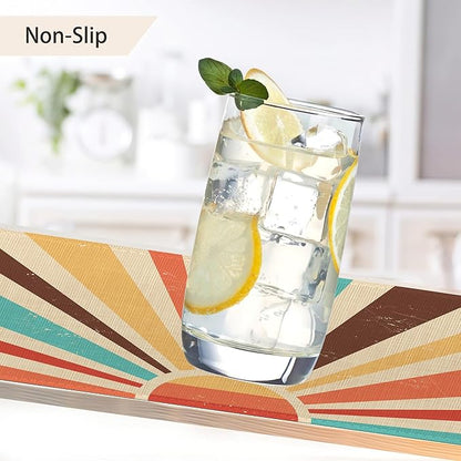 Vintage Sun Placemats Set of 6,Sunrise Sunset Table Mats Non-Slip Heat Resistant Washable Placemat for Party Kitchen Dining Table Decoration Indoor Outdoor
