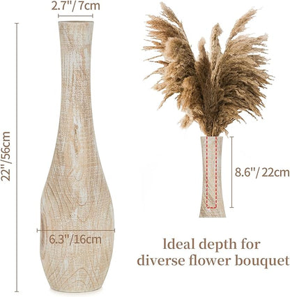 Hanobe Floor Vase Home Decor: 22 inch Tall Decorative Wood Vases for Living Room Large Rustic Farmhouse Boho Vase for Dining Table Centerpieces Bedroom Corner Hallway Indoor Office