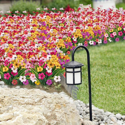 MACTING Spring Artificial Flowers for Outdoors 6 Bundles Fake Flowers UV Resistant Faux Plastic Plants No Fade for Planters Window Box Patio Porch Garden Yard Indoor Outside Decorations(Mix Color-1)