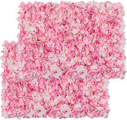 Flower Wall Panel Set, U'Artliens Artificial Wall Flower Backdrop 24x16 Inch 3D Silk Hydrangea Rose Floral Panel for Photo Background Home Party Wedding Backdrop Decoration(12pcs,Pink)