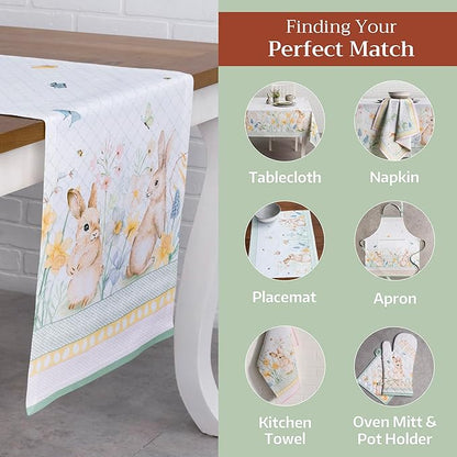 Maison d' Hermine Table Runner 100% Cotton Double Layer Table Runners 72 inches Long Decorative for Kitchen Dining Party Baby Shower Wedding Bridal Shower Spring Summer (Easter Dew , 14.50" x 72")