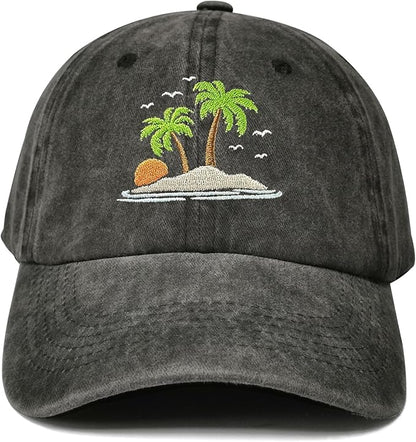 Hepandy Embroidered Palm Tree Hats