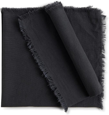 ACCENTHOME Grey Cotton Linen Napkin Set of 12 18x18 inch Dinner Napkins - Washable Soft Premium Hotel Quality Reusable Hemmed Edges Napkins Perfect Table Linens for Family Dinners, Weddings