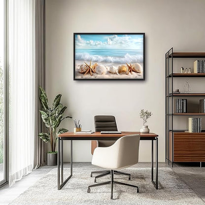 Beach Seashells Large Wall Art Framed Wall Decor for Living Room Ocean Pictures Oversized Canvas Print Painting Modern Extra Large Framed Artwork for Bedroom Office Home Decor 36"x24"