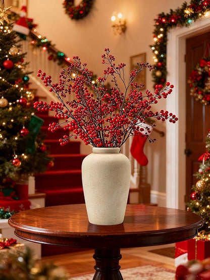 Large Ceramic Rustic Vase, 11 inch Minimalist Decorative Farmhouse Tall Vase for Home Decor, Living Room, Shelf Decor, Enterway, Wedding, Table Decoration, White