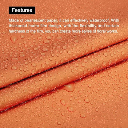 MECCANIXITY 10 Pcs Flower Wrapping Paper 22.8x22.8 Inch Waterproof Florists Wrapping Paper for Florist Bouquet Supplies, DIY Crafts, Gift/Gift Box Packaging Orange