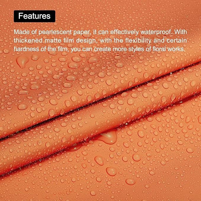 MECCANIXITY 20 Pcs Flower Wrapping Paper 22.8x22.8 Inch Waterproof Florists Wrapping Paper for Florist Bouquet Supplies, DIY Crafts, Gift/Gift Box Packaging Orange
