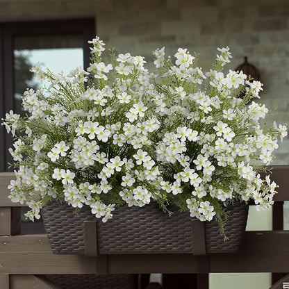 Spring Decorations for Home Fake Flowers Hydrangea Artificial Plants Indoor Mantle Decor Plastic Flowers Artificial Plants Outdoor Garden Decor Hanging Plants 6pcs White Flowers