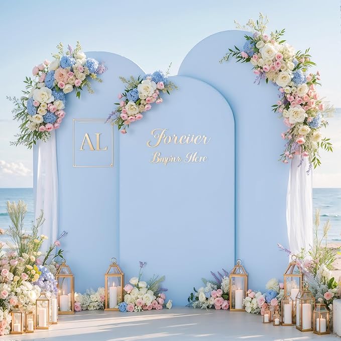 Pink and Blue Arch Backdrop Cover 8FT 7.2FT 6.6FT Arch Covers Stretchy Backdrop Set of 3, Gender Reveal Arch Cover Spandex Fitted Fabric Arch Covers for Boy or Girl Party Birthday Baby Shower Decor