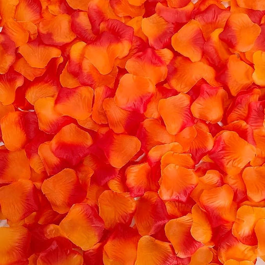 1500 PCS Separated Artificial Orange and Red Rose Petals, Sunset Flower Petals,Orange Flower Girl Petals for Wedding Decor,Romantic Night for her Set