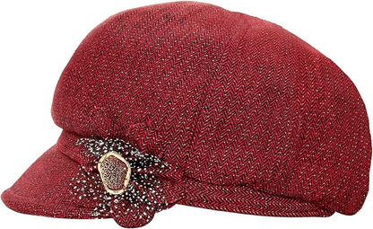 Women Retro Classic Visor Newsboy Cabbie Cap Beret Hats with Flower Buckle for Woman Ladies