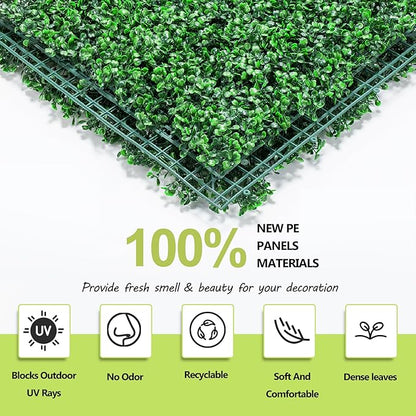AOKIE 20"X20" Artificial Grass Wall, 24Pcs Boxwood Hedge Wall Panels UV-Anti Grass Backdrop Wall Decor, Greenery Privacy Hedge Screen for Indoor Outdoor Patio Balcony, Party Garden Fence Decor