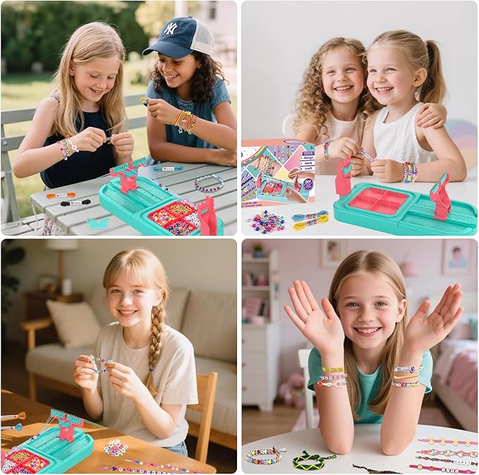 IFLOVE Arts and Crafts for Kids Ages 8-12,Friendship Bracelet Making Kit for Girl,DIY Arts and Crafts Maker for Kids,Jewelry Making Kit Christmas Gifts for Ages 6 7 8 9 10 11 12 Year Old (Blue/Pink)