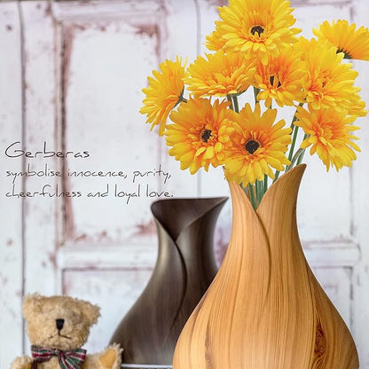 12pcs Artificial Gerbera Daisies,22 Inch Long Stem Silk Daisy Flowers,Realistic Artificial Flower Mums for Home Décor Centerpiece Wreath Supplies Wedding Bouquet,Yellow