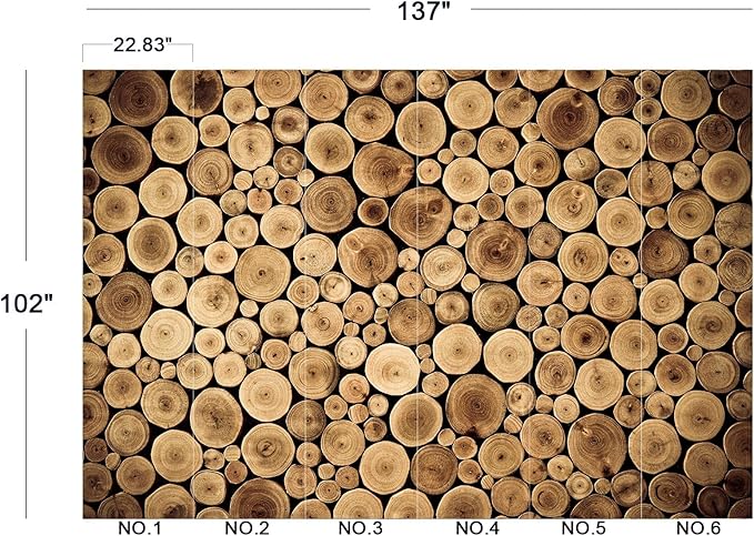 Eierme-Round Teak Wood Stump Background Mural Wallpaper Peel and Stick 137" x 102"