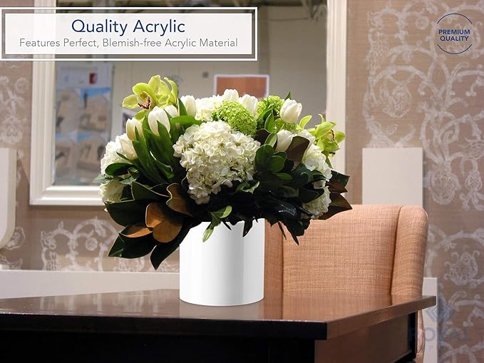 Royal Imports Flower Acrylic Vases Cylinders - Decorative Centerpiece Display for Home or Wedding - Non Breakable Plastic, 5" - White