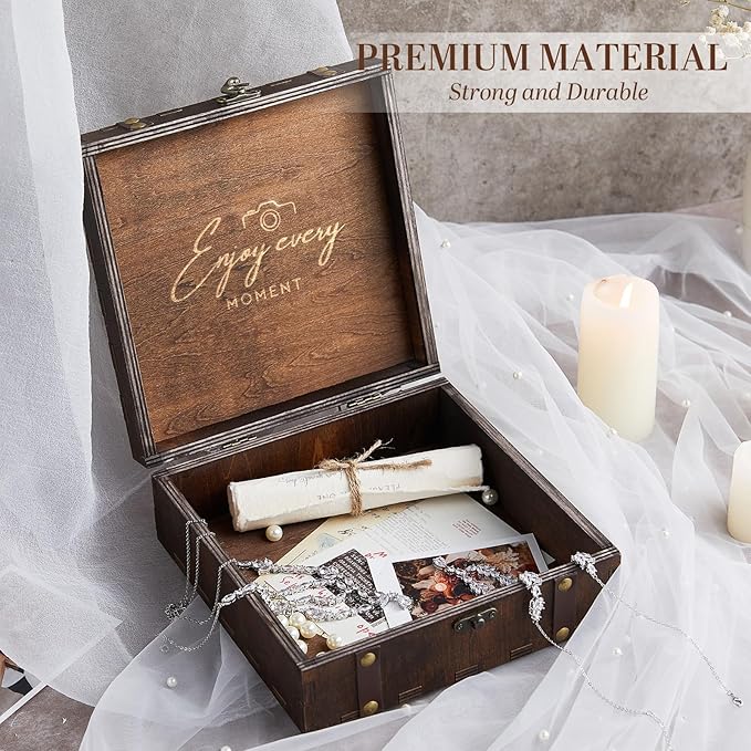 AW BRIDAL Wedding Keepsake Box for Memories, Engraved Wooden Decorative Box, Bridal Shower Presents for Bride Bachelorette, Wedding Gifts for Couples, Engagement Gift for Newly Engaged Couple