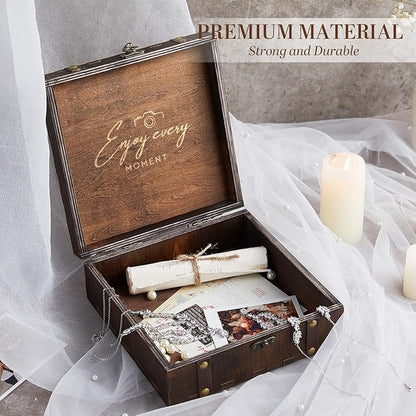 AW BRIDAL Wedding Keepsake Box for Memories, Engraved Wooden Decorative Box, Bridal Shower Presents for Bride Bachelorette, Wedding Gifts for Couples, Engagement Gift for Newly Engaged Couple