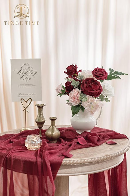 TINGE TIME Artificial Flowers Red & Blush Pink Flower Combo for DIY Wedding Bouquets Table Centerpieces Arrangements Party Baby Shower Home Decorations