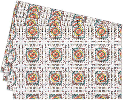 Cotton Linen Waterproof Placemats Set of 4, Boho Style Colorful Dining Mat Table Mats Decor Fabric for Kitchen Dinner Coffee Shop Table, Indoor/Outdoor Washable Wipeable Place Mat -N016