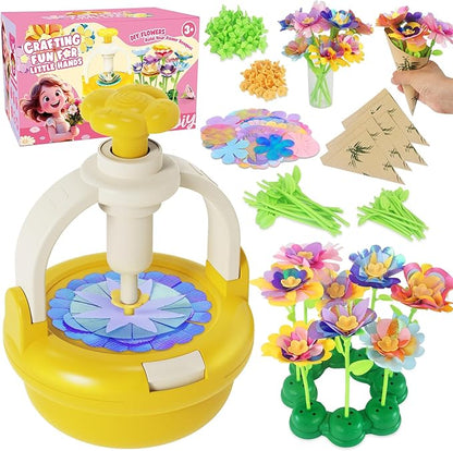 Einailvk Kids Craft Kits, Arts and Crafts for Kid 4-6, Fabric Flower Bouquets Toys, DIY Flower Making Kit for Kids 4 5 6 7 8 9 10 11 12 Year Old Girl Birthday Christmas Gift