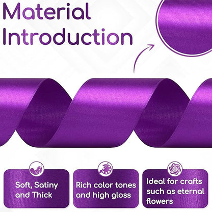 Purple Ribbon 2 Inch, 60 Yards Purple Satin Ribbon for Crafts, Gift Wrapping, Birthday Party, Flower Bouquet, Bows, Wedding and Festival Decor