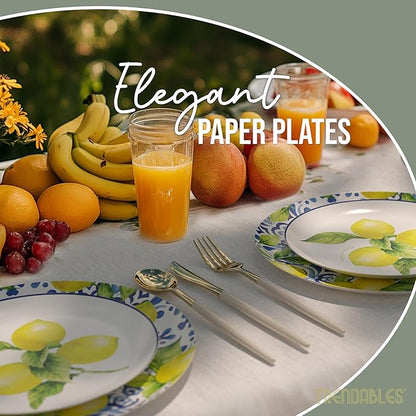 Trendables Floral Paper Plates 8.5 Inch & 10.5 Inch 80 Pcs Dinner Plate Set Fancy Disposable Plates for Party for 40 Guests 40 X 8 & 40 X 10 Large & Small Paper Plate Set for Parties Tuscan