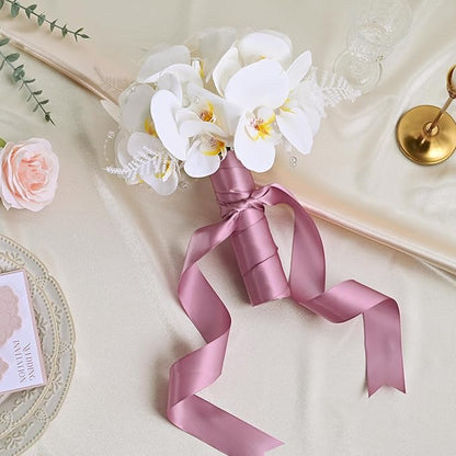 Double Face Rose Mauve Satin Ribbon 1-1/2 inch X 50 Yards Polyester Rose Mauve Ribbon for Gift Wrapping Very Suitable for Weddings Party Hair Bow Invitation Decorations and More