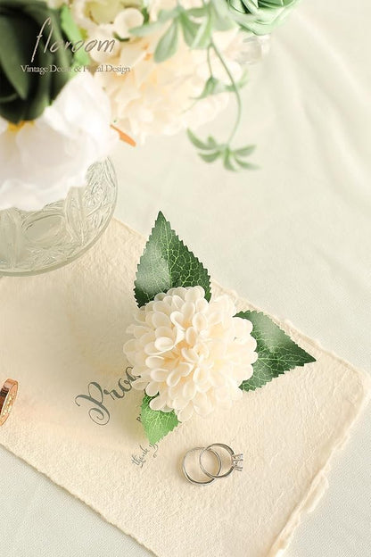 Floroom Sage Green Artificial Flowers Fake Roses Peonies Dahlia Greenery Combo Box Set for DIY Wedding Bouquets Bridal Shower Centerpieces Floral Arrangements Party Tables Home Decoration