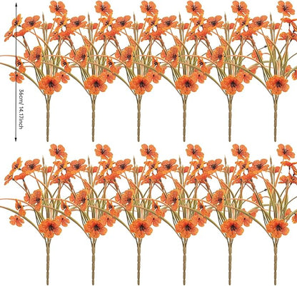 20 Bundles Artificial Fall Flowers Outdoor UV Resistant Fake Flowers No Fade Faux Plastic Plants Garden Porch Window Box Decorating (Fall Brown