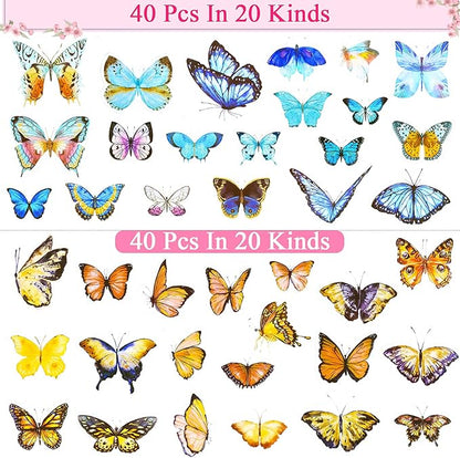 160Pcs Dried Pressed Flowers Butterflies for Resin Molds, Natural Real Dry Flower Leaves Bulk with 80Pcs Transparent Butterfly Stickers Tweezers for DIY Arts Crafts Scrapbooking Candle Making Supplies