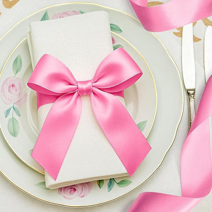Fullive Ribbon for Gift Wrapping, 1 1/2 Inch 30 Yards Hot Pink Ribbon, Polyester Solid Ribbons for Flower Bouquet for Baby Shower Valentines Day Christmas Decorations DIY Bows Floral Arrangements