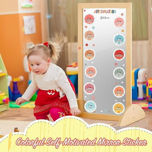 Colorful Inspirational Quote Mirror Decals Positive Affirmation Sticker for Mirror Peel and Stick Kids Nursery Wall Decal for Boys Girls Bedroom I Am Motivational Vinyl Stickers for Bathroom Classroom