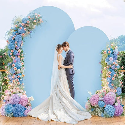 7.2FT Blue Arch Backdrop Cover - Polyester Fitted Wedding Arch Stand Covers Round Top Chiara Arch Backdrop Cover for Birthday Party Banquet Photo Background Decoration