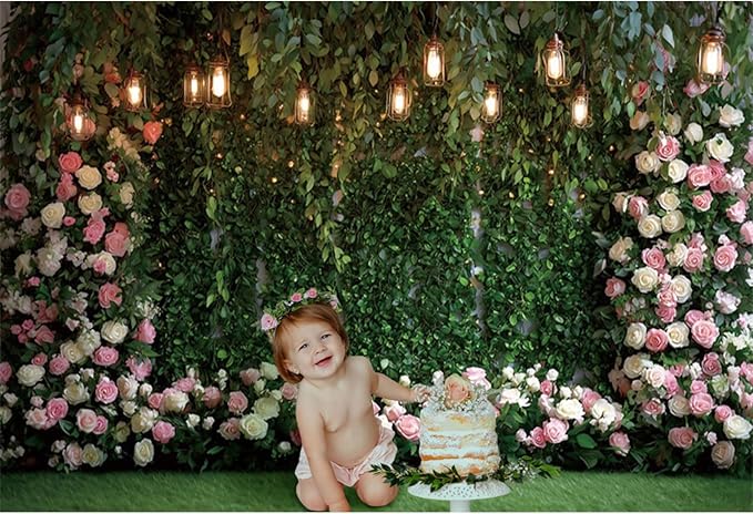Baocicco Green Floral Wall Backdrops 10x7ft Outdoor Outside Wedding Background Bridal Shower Bride to Be Party Decorations Kids Adults Portraits Birthday Anniversary Banner Backdrop Photo Props