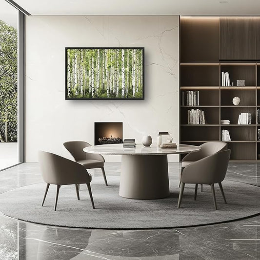 Extra Large Birch Tree Framed Wall Art for Living Room,Oversized Green Aspen Trees Forest Pictures Wall Decor,Canvas Print Painting Modern Artwork Bedroom Office Bathroom 36L x 24W