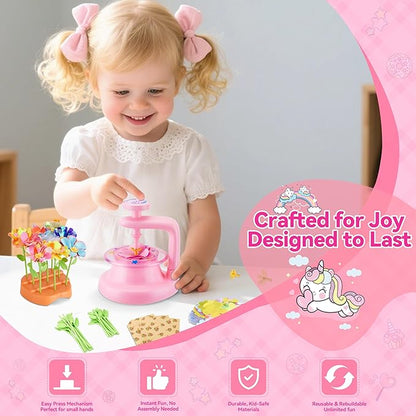 Hamdol DIY Flower Bouquet Craft Kit for Girls Ages 4-8, Creative Fabric Flower Making Set, Educational STEM Toy for Kids 5 6 7 8, Preschool Arts & Crafts Birthday or Christmas Gift for Boys and Girls