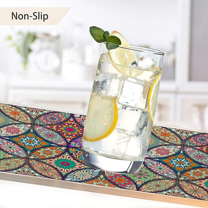 Mandala Flower Placemats Set of 6,Vintage Boho Flower Place Mats Heat Resistant Washable Non-Slip Table Mats for Party Kitchen Dining Decor 12x18 Inch