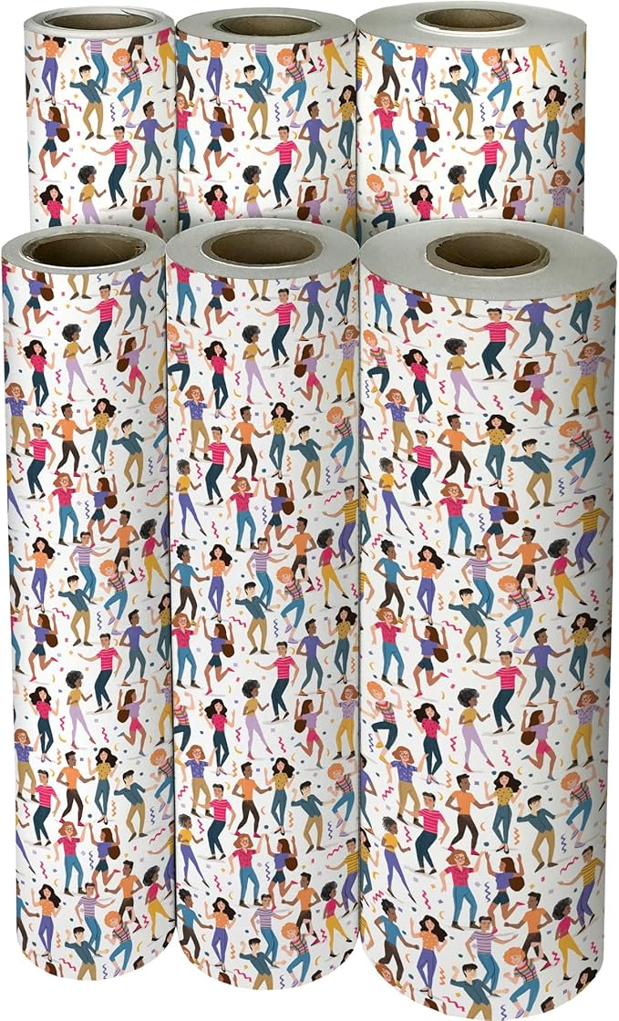Jillson Roberts Bulk Gift Wrap, Everyday Gift Wrapping Supplies, Dance Party, Full Ream 833 feet x 24 inches