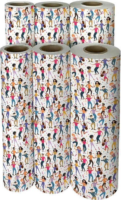 Jillson Roberts Bulk Gift Wrap, Everyday Gift Wrapping Supplies, Dance Party, Full Ream 833 feet x 24 inches