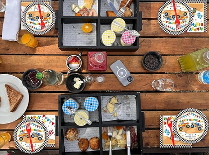 72Pcs Racing Car Party Plates and Napkins Monster Truck Birthday Party Supplies Disposable Checkered Race Tableware Set for Boys Birthday Wheel Sports Baby Shower Decorations Serves 24