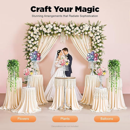10PCS Silver Wedding Centerpiece Stands, 13.79 Inches Acrylic Crystal Flower Vases for Table Decor, Modern Silver Flower Stand for Wedding Reception, Party, Home Decor, Centerpieces for Tables
