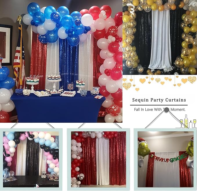 White Sequin Backdrop Curtain 8FTx8FT 1 Panel White Sequin Background for Parties Glitter Backdrop Curtain for Wedding Baby Shower Photo