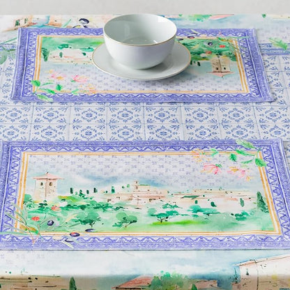 Maison d' Hermine Placemat 100% Combed Cotton Premium Cloth Placemats 13"x19" Washable Place Mats, Home, Kitchen, Dining, Cocktail Parties & Camping -Luberon (Set of 4)
