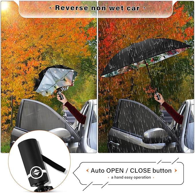 panksolu Folding Umbrella Christmas Cute Snowman Compact Travel Umbrella Automatic Portable Lightweight Windproof Umbrellas for Sun Rain UV Protection Large Portable Umbrellas