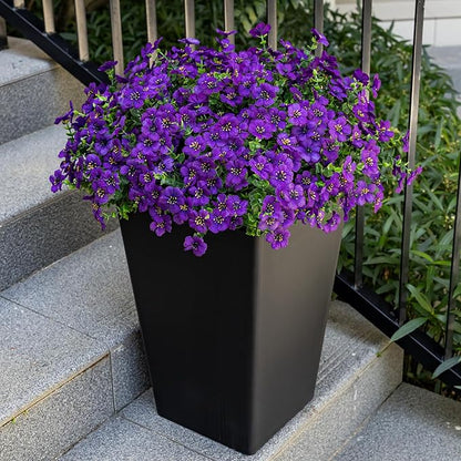 20 Bundles Artificial Flowers for Outdoor Fake Plants for Spring Decoration,Faux Eucalyptus Flowers for Planter UV Resistant Lifelike for Home Porch Garden（Purple）