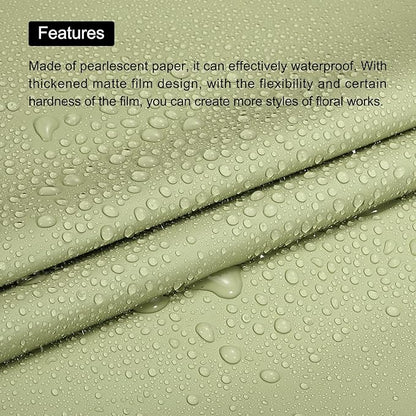 MECCANIXITY 20 Pcs Flower Wrapping Paper 22.8x22.8 Inch Waterproof Florists Wrapping Paper for Florist Bouquet Supplies, DIY Crafts, Gift/Gift Box Packaging Green